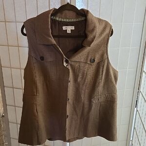 Coldwater Creek Brown Buttoned Vest